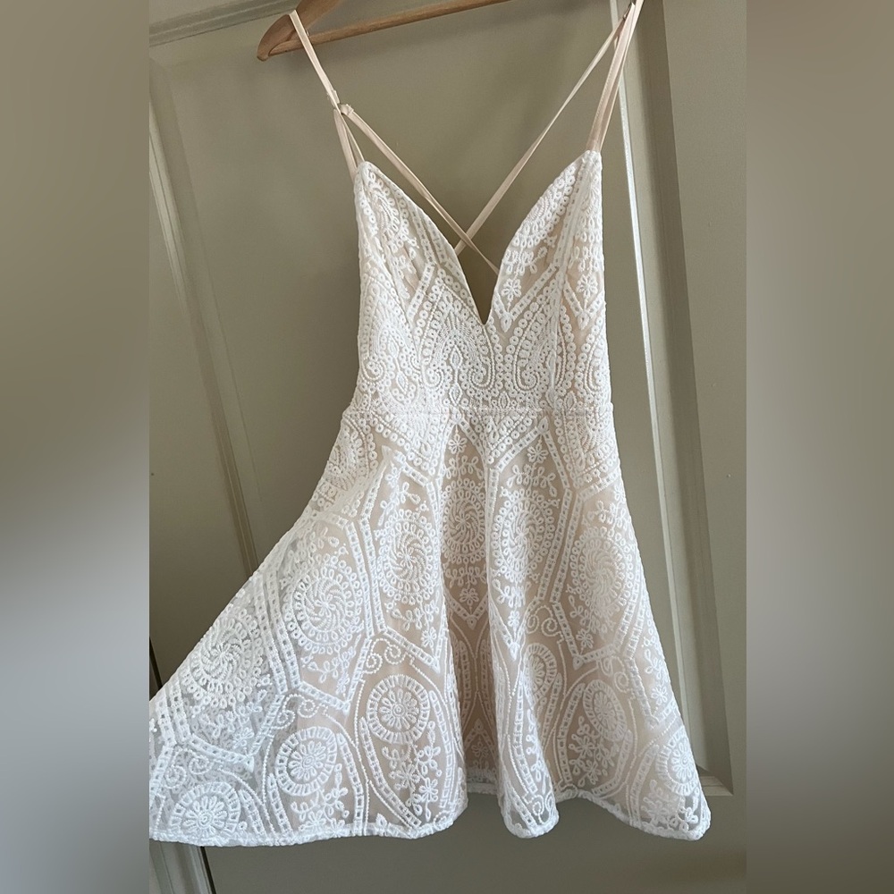 White dress with open back